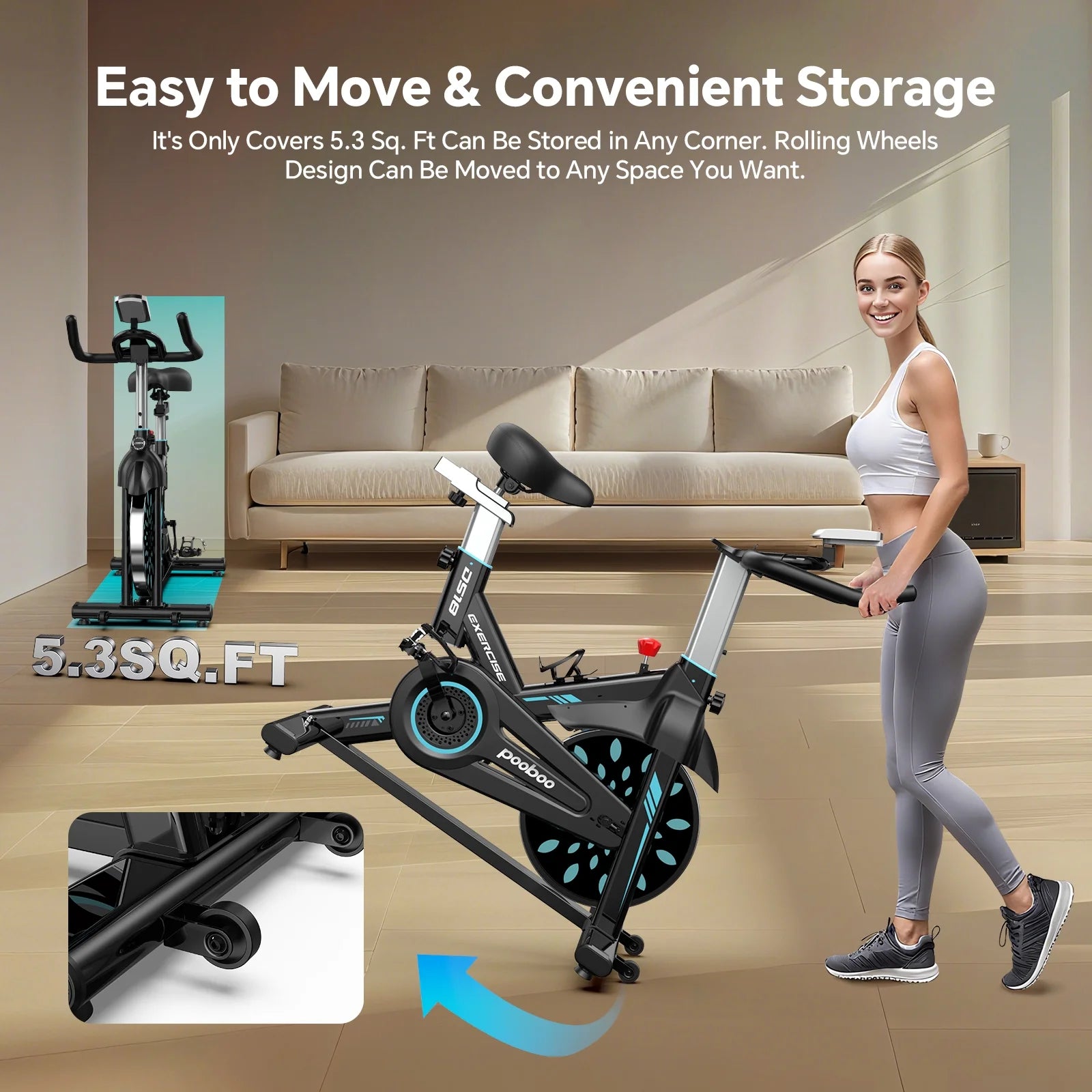 Professional Indoor Cycling Bike Stationary Exercise Bikes Home Cardio Workout Bicycle Machine 350Lb Flywheel Weight 40Lbs