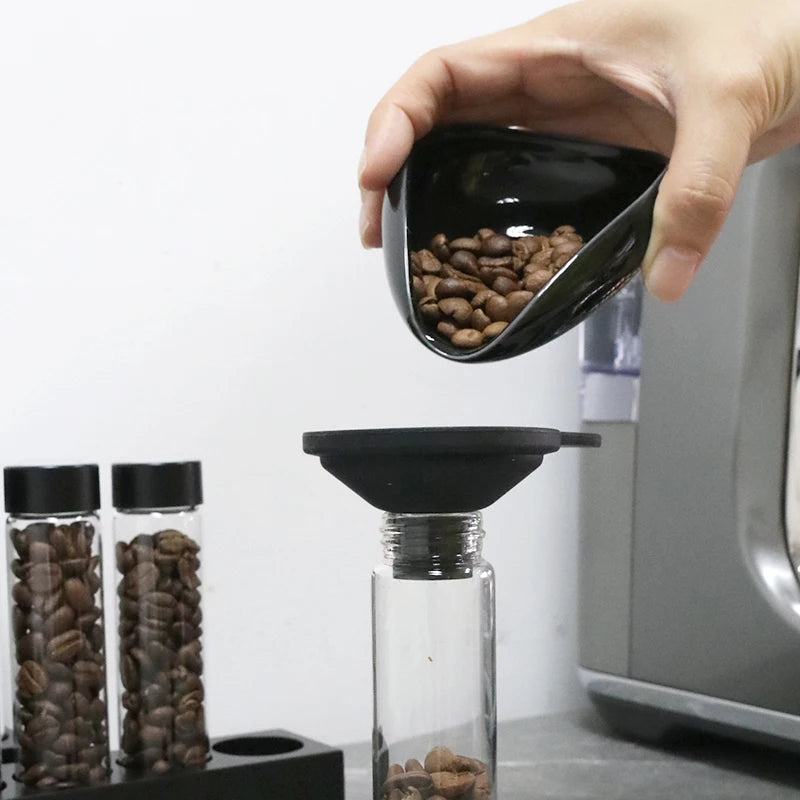 Coffee Beans Storage Container Glass Tube Bottle with Breathable Lid Wooden Display Rack Barista Accessories Coffeware Sets Gift