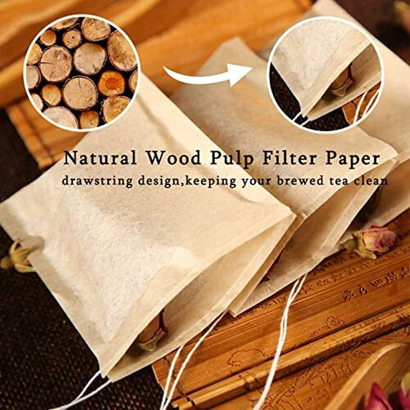 NEPAK 600 Pcs Disposable Tea Filter Bags for Loose Tea Drawstring Empty Tea Bags