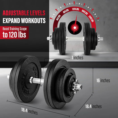 135Lbs - Dumbbell Cast Iron Adjustable - Brown Box