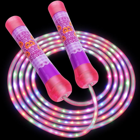 Light up Jump Rope, LED Jump Rope for Kids Boys Girls Women Jumping Fitness, Tangle-Free Jumping Rope with Adjustable Size & Colorful Lights, Glow in the Dark Party Supplies Outdoor Indoor Exercise