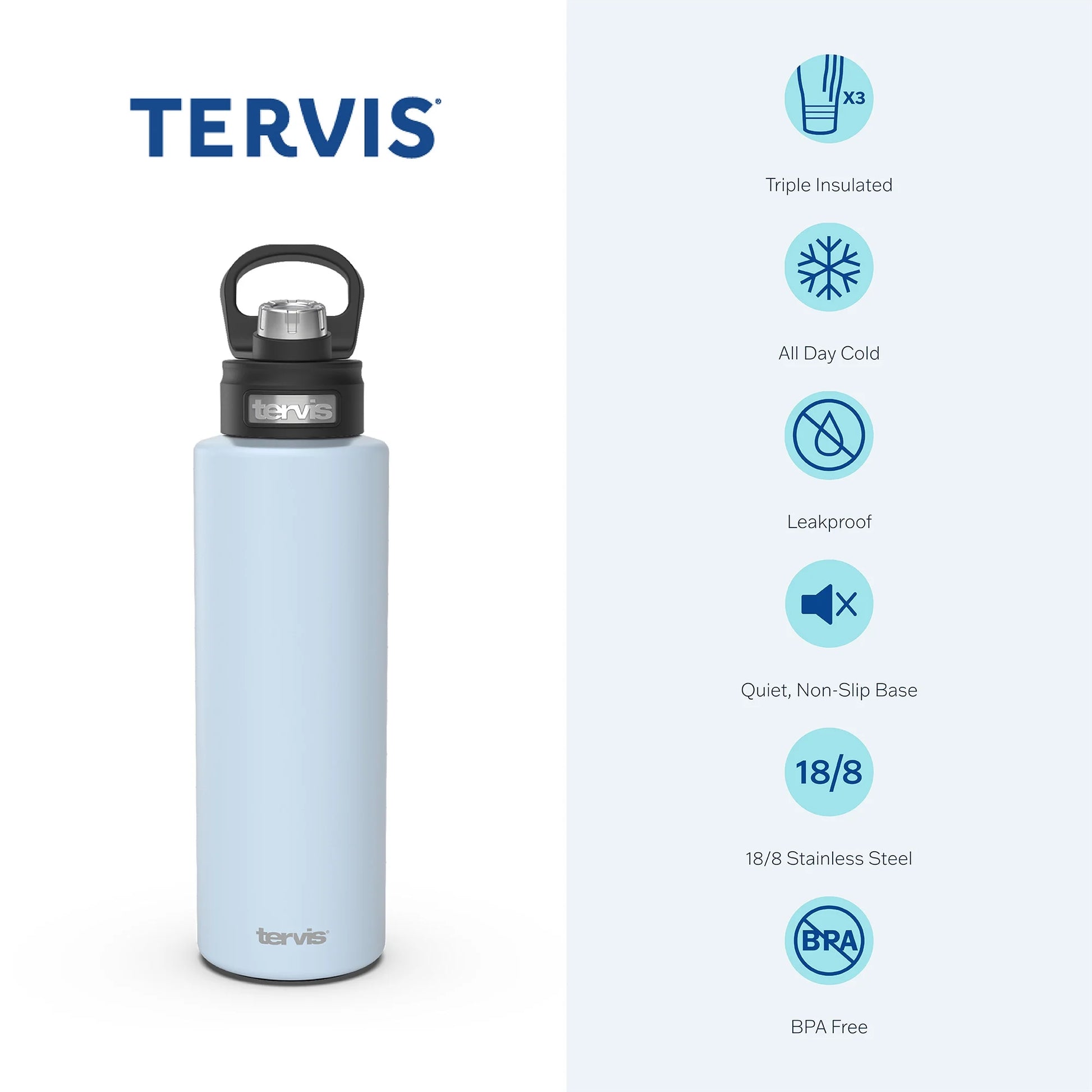Powder Coated Stainless Steel Triple Walled Insulated Tumbler Travel Cup Keeps Drinks Cold, 40Oz with High Performance Lid, Blue Moon