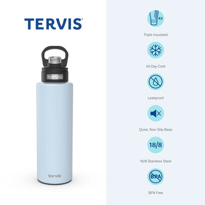 Powder Coated Stainless Steel Triple Walled Insulated Tumbler Travel Cup Keeps Drinks Cold, 40Oz with High Performance Lid, Blue Moon