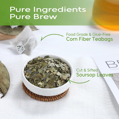 - Soursop Leaves Tea Bags, 40 Teabags - Premium Soursop Graviola Leaves - Hojas De Guanabana Tea - Non-Gmo - Caffeine-Free - Improve Digestion, Support Healthy Skin & Sleep