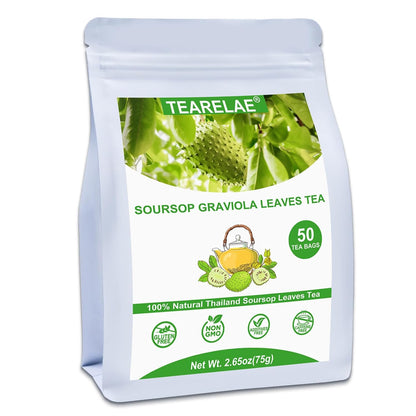 - Soursop Leaves Tea - 1.5G X 50 Count - 100% Pure Soursop Graviola Leaves Tea Bag - Country of Origin Thailand - Support Digestion & Rich in Nutrients