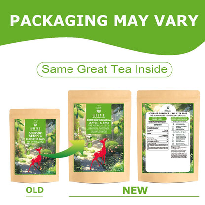 Soursop Leaves Tea Bags 50 Count, Made with 100% Pure Soursop Graviola/Guanabana Leaves, Natural Caffeine-Free Herbal Tea, Corn Fiber Tea Bags