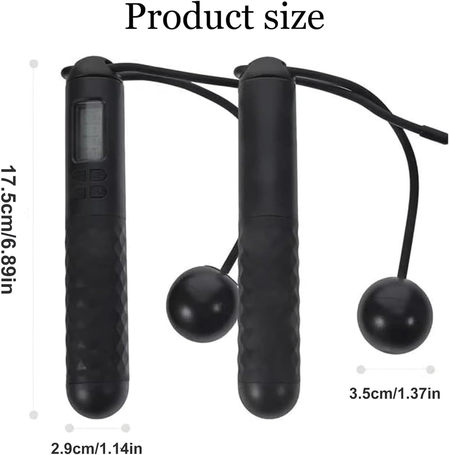 Skipping Rope with Counter, Gravity Ball Jump Rop, Counting Jump Rope, Cordless, Intelligent Digital Jump Rope, Adjustable Skipping Rope for Lose Weight- Black