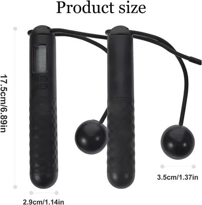 Skipping Rope with Counter, Gravity Ball Jump Rop, Counting Jump Rope, Cordless, Intelligent Digital Jump Rope, Adjustable Skipping Rope for Lose Weight- Black