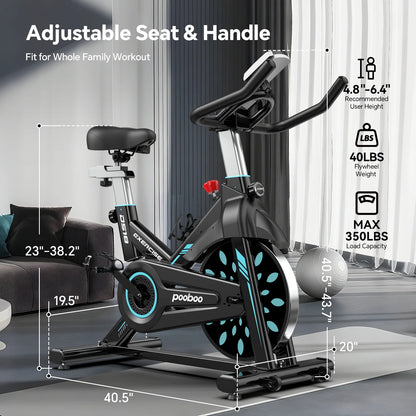 Professional Indoor Cycling Bike Stationary Exercise Bikes Home Cardio Workout Bicycle Machine 350Lb Flywheel Weight 40Lbs