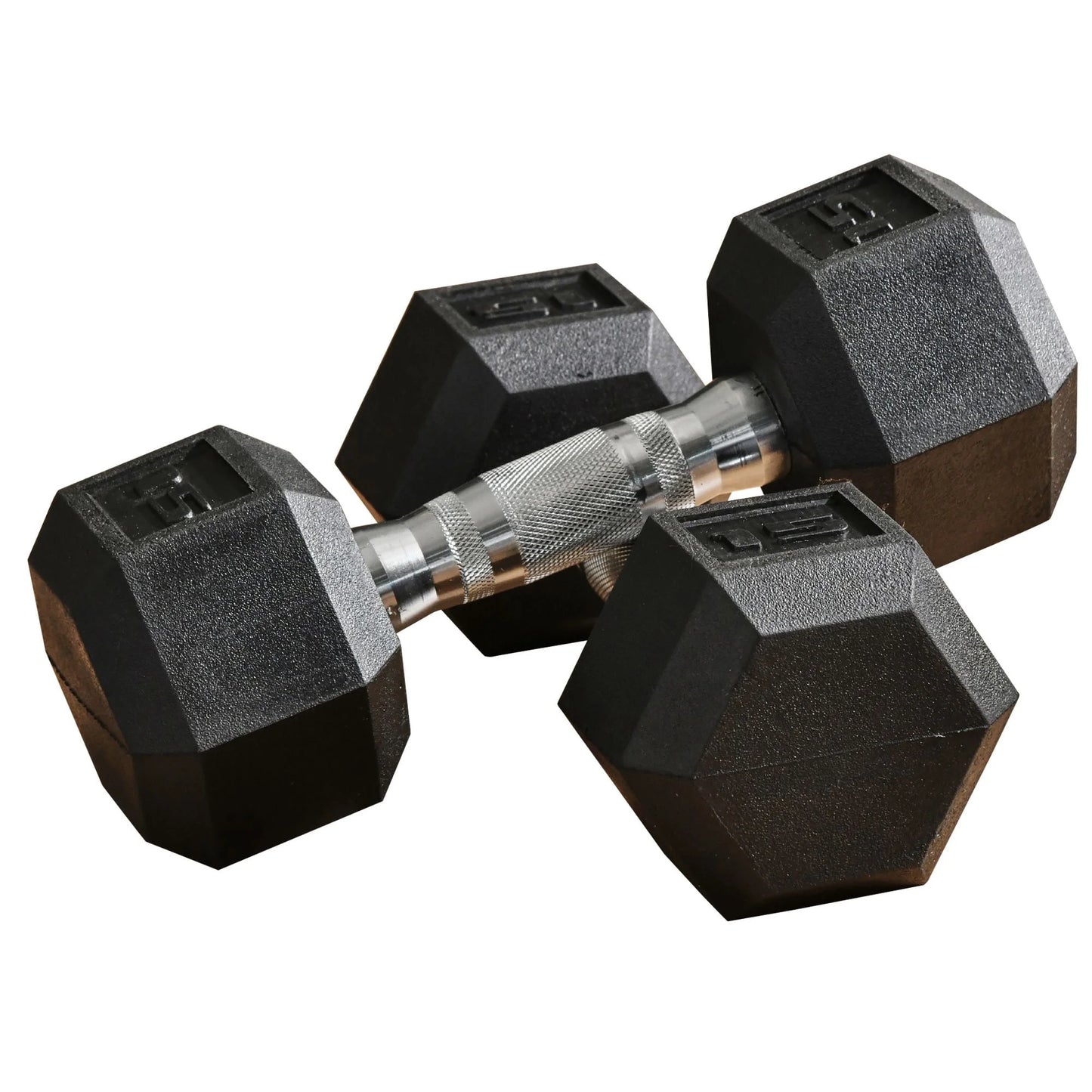 2 X 15Lbs Hex Dumbbell Set of 2, Rubber Weights Exercise Fitness Dumbbell with Non-Slip Handles, Anti-Roll, for Women or Men Home Gym Workout