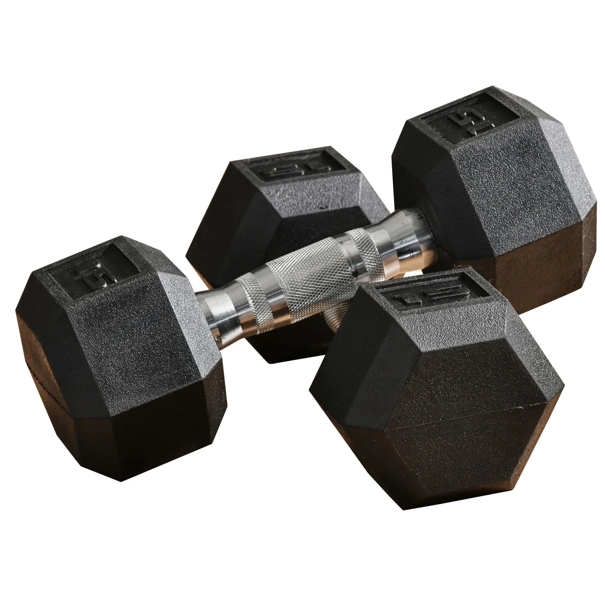 2 X 15Lbs Hex Dumbbell Set of 2, Rubber Weights Exercise Fitness Dumbbell with Non-Slip Handles, Anti-Roll, for Women or Men Home Gym Workout