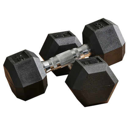 2 X 15Lbs Hex Dumbbell Set of 2, Rubber Weights Exercise Fitness Dumbbell with Non-Slip Handles, Anti-Roll, for Women or Men Home Gym Workout