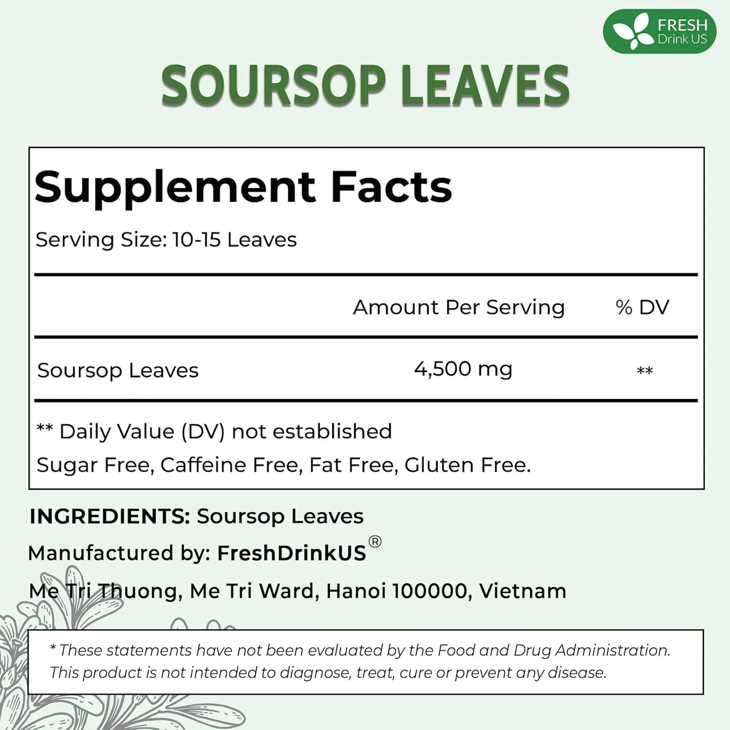 55+ Premium Soursop Graviola Dried Leaves, 55-60 Natural Leaves, Whole Soursop Leaves, Wildcrafted, Graviola, Soursop, Hoja Guanabana, Soursop Loose Leaf Herbal Tea, No Gluten, Vegan