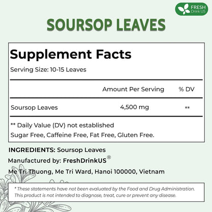 55+ Premium Soursop Graviola Dried Leaves, 55-60 Natural Leaves, Whole Soursop Leaves, Wildcrafted, Graviola, Soursop, Hoja Guanabana, Soursop Loose Leaf Herbal Tea, No Gluten, Vegan