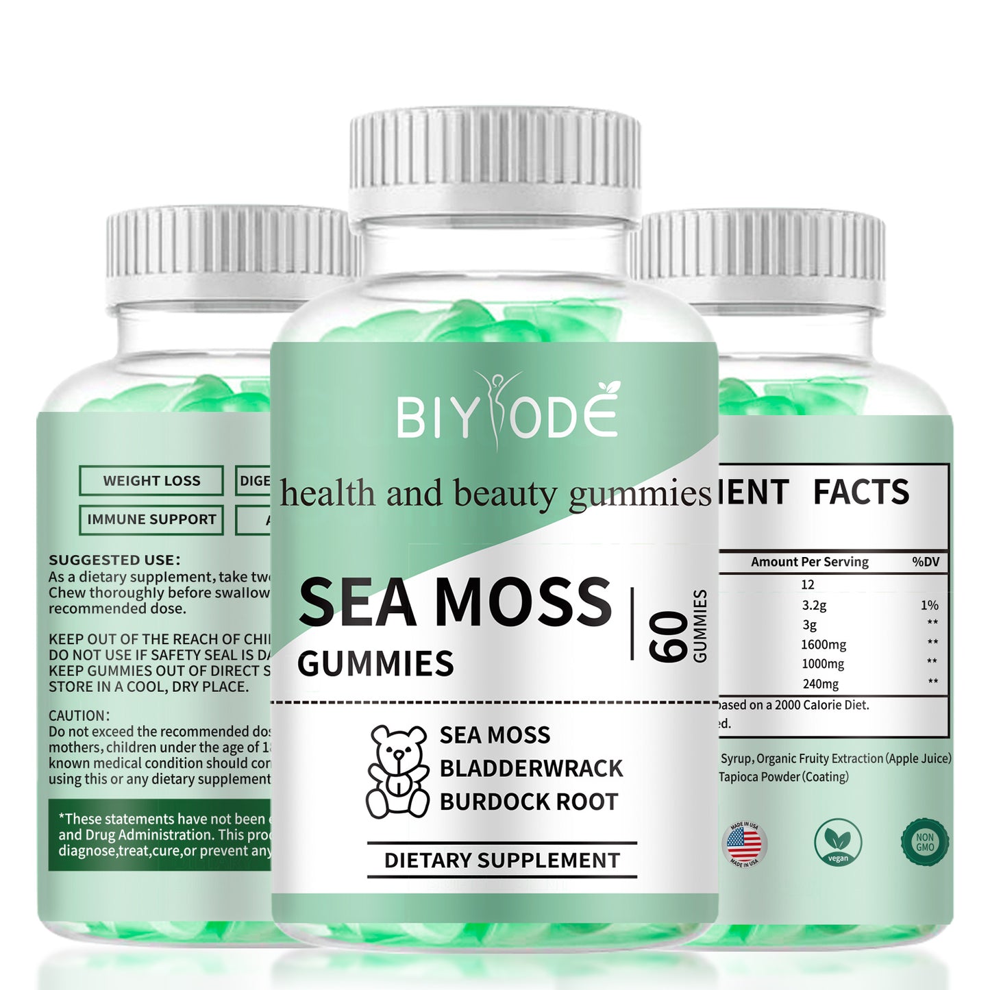 Halal Sugar Seamoss Gummy Free Professional Custom Private Label Organic Raw Irish Sea Moss Slimming Supplement
