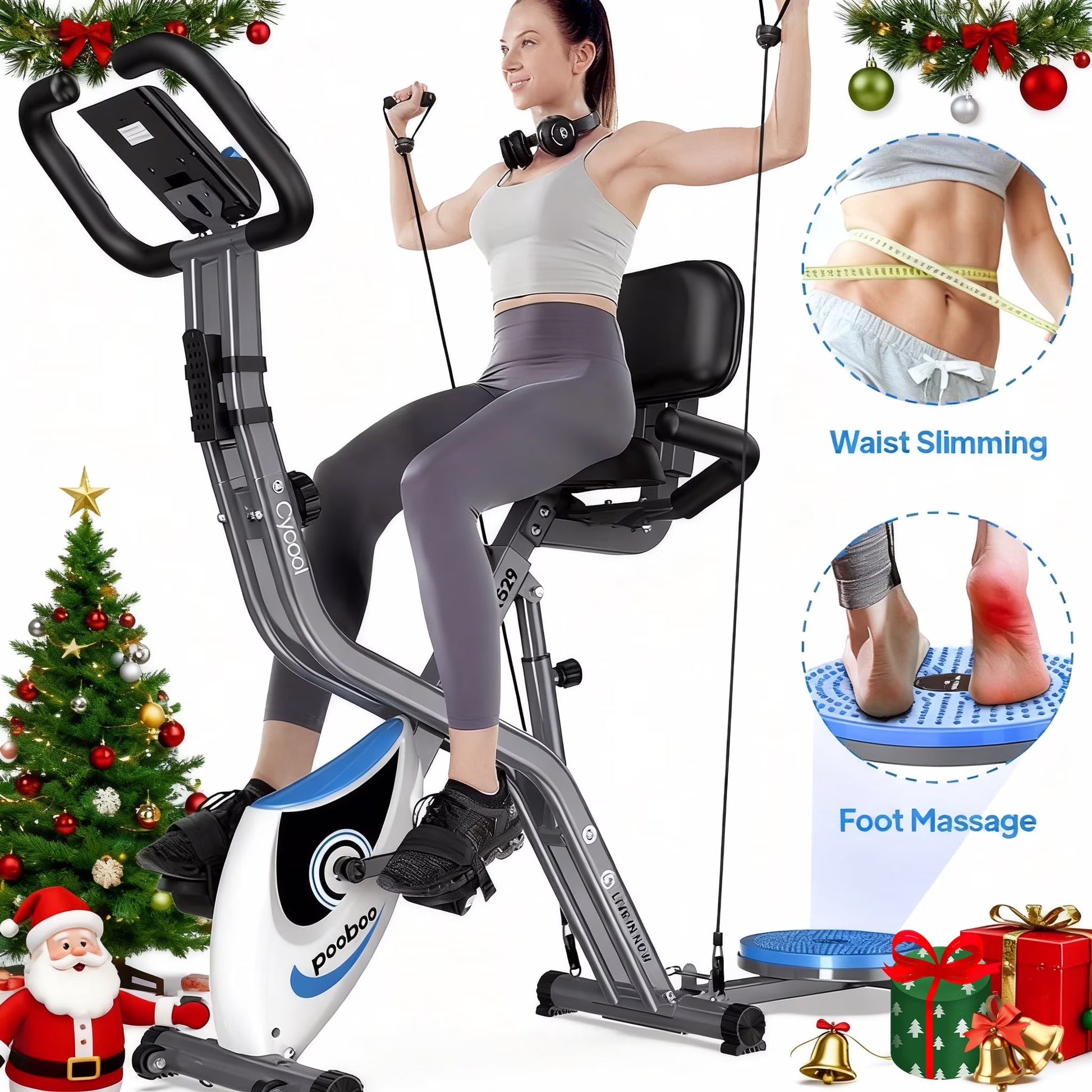 4In1 Folding Exercise Bike Indoor Home Cycling Bike Stationary Magnetic Cycling Bicycle X Bike Gym Workout 300 Lbs