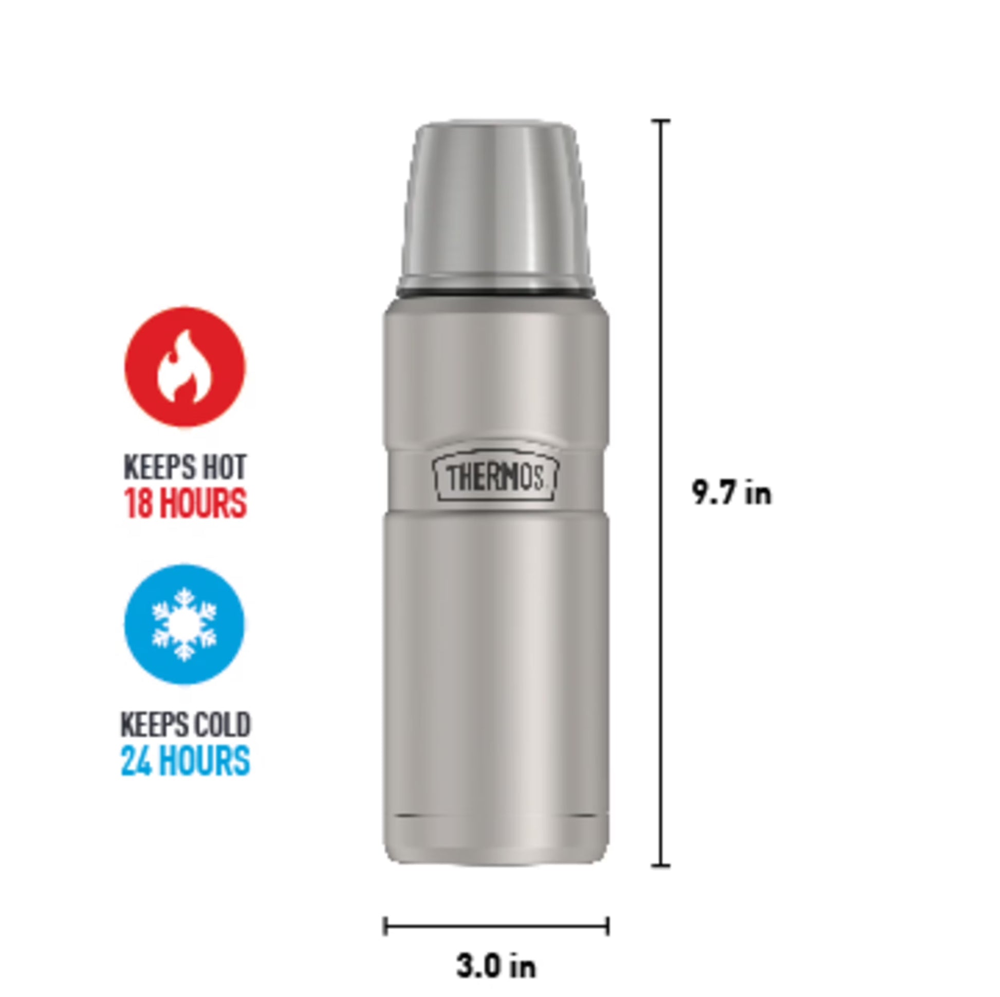 Stainless King Vacuum Insulated Stainless Steel Beverage Bottle, 16Oz, Matte Stainless Steel