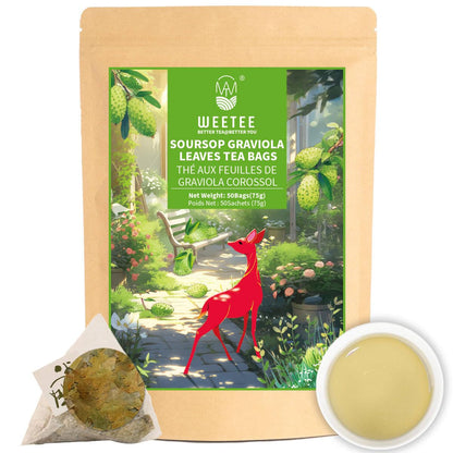 Soursop Leaves Tea Bags 50 Count, Made with 100% Pure Soursop Graviola/Guanabana Leaves, Natural Caffeine-Free Herbal Tea, Corn Fiber Tea Bags