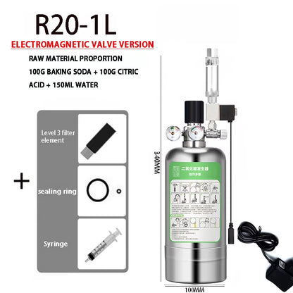 Aquarium DIY CO2 Generator System Kit Stainless Steel CO2 Cylinder Generator System Carbon Dioxide Reactor Kit for Plant Fish