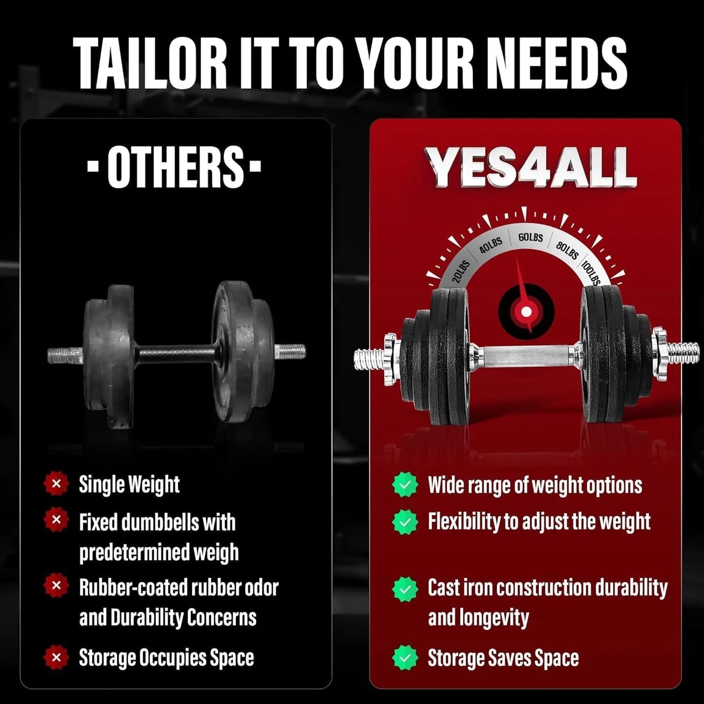135Lbs - Dumbbell Cast Iron Adjustable - Brown Box