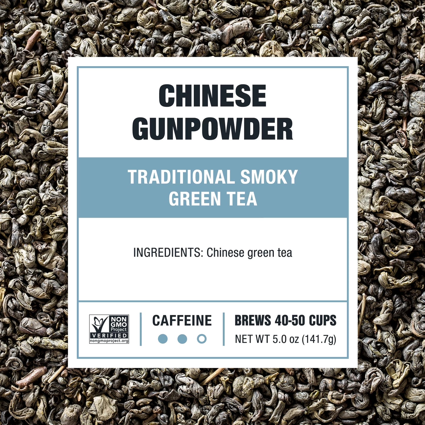 - Chinese Gunpowder, Slenderizer Loose Leaf Green Tea, Traditional Smoky Green Tea, Medium Caffeine, Gmo-Free, Make Hot or Iced Tea & Brews up to 50 Cups - 5 Ounce Refillable Tin