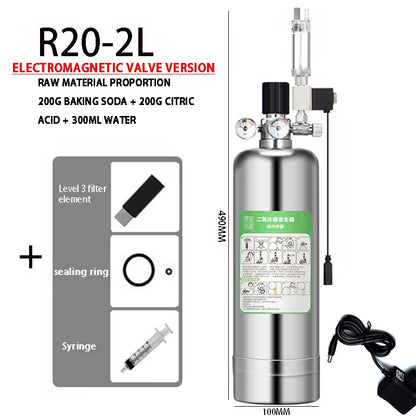 Aquarium DIY CO2 Generator System Kit Stainless Steel CO2 Cylinder Generator System Carbon Dioxide Reactor Kit for Plant Fish