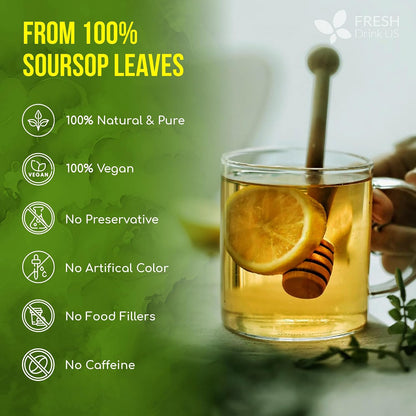 , Premium 75 Soursop Graviola Leaf Tea Bags, 100% Natural and Pure from Soursop Leaves, Handmade, Made with Natural Materials-Corn Fiber Tea Bag, Sugar/ Caffeine/ Gluten Free, Hoja Guanabana Tea