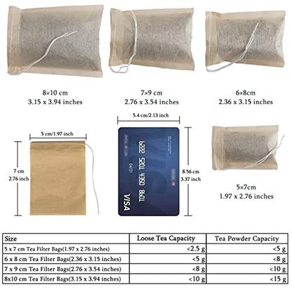 NEPAK 600 Pcs Disposable Tea Filter Bags for Loose Tea Drawstring Empty Tea Bags