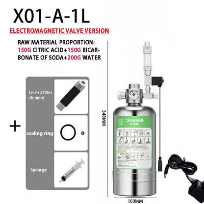 Aquarium DIY CO2 Generator System Kit Stainless Steel CO2 Cylinder Generator System Carbon Dioxide Reactor Kit for Plant Fish