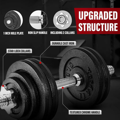 135Lbs - Dumbbell Cast Iron Adjustable - Brown Box