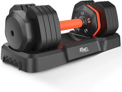 55LB Adjustable Dumbbells Single,15Lb to 55LB Hex Adjustable Dumbbells of 2 Anti-Slip Handle, Suitable for Home Gym Exercise Equipment