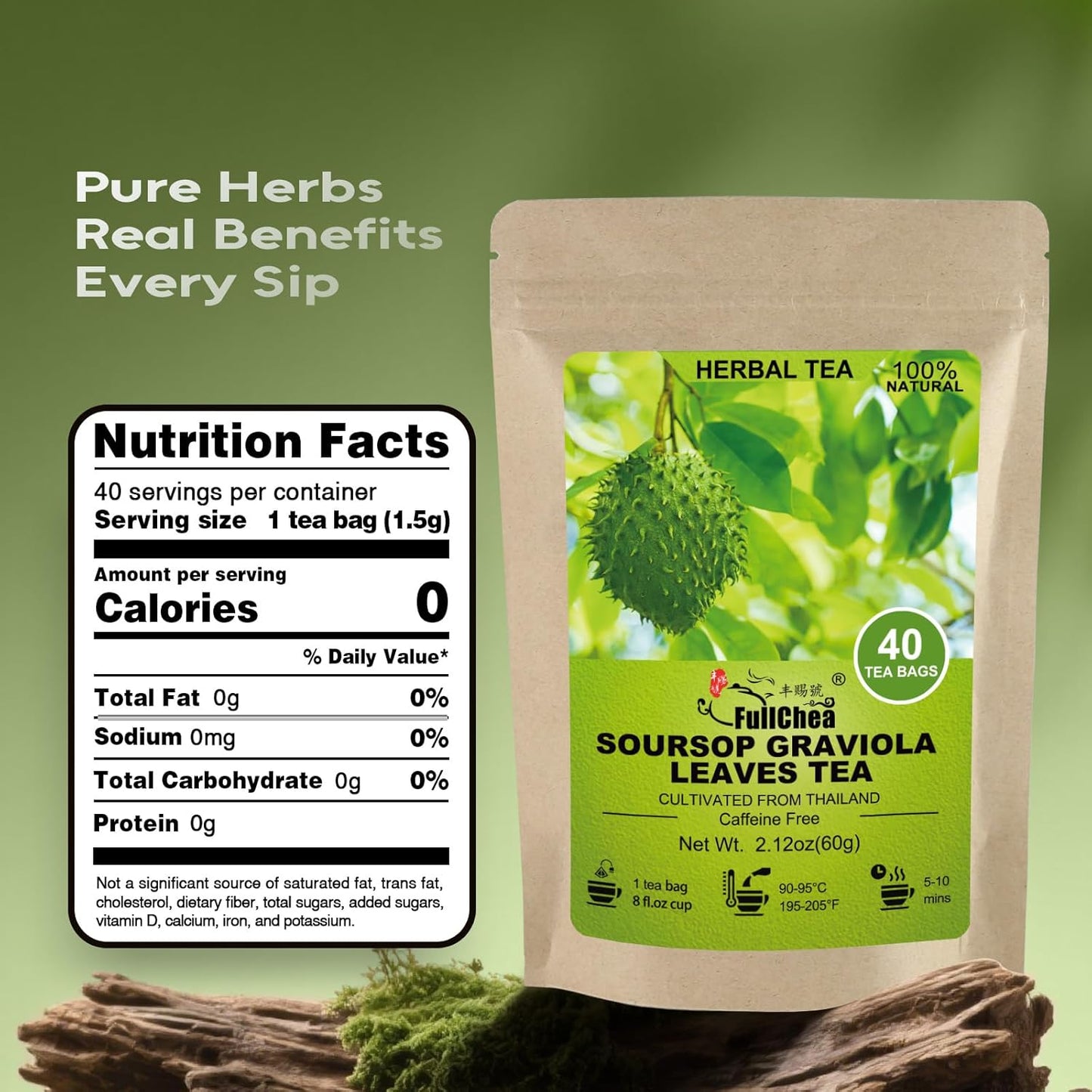 - Soursop Leaves Tea Bags, 40 Teabags - Premium Soursop Graviola Leaves - Hojas De Guanabana Tea - Non-Gmo - Caffeine-Free - Improve Digestion, Support Healthy Skin & Sleep