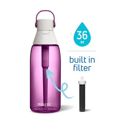 36 Oz Premium Plastic Filtered Water Bottle, Orchid, Leak Proof, BPA Free with Straw