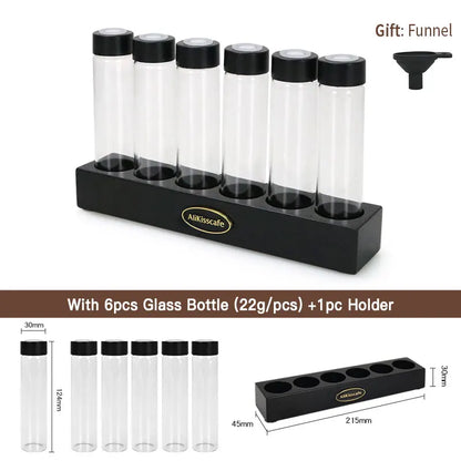 Coffee Beans Storage Container Glass Tube Bottle with Breathable Lid Wooden Display Rack Barista Accessories Coffeware Sets Gift