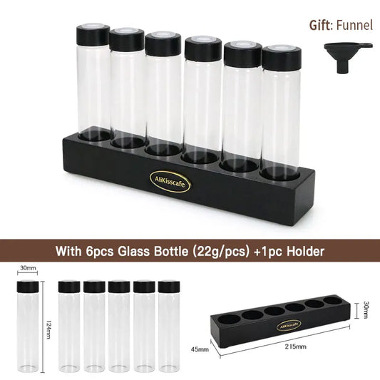 Coffee Beans Storage Container Glass Tube Bottle with Breathable Lid Wooden Display Rack Barista Accessories Coffeware Sets Gift