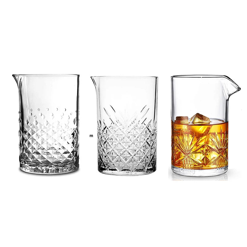 Cocktail Mixing Glass Bartender Beaker Cocktail Stirring Glass with Thick Weighted Bottom Professional Bar Beaker Mixing Glass