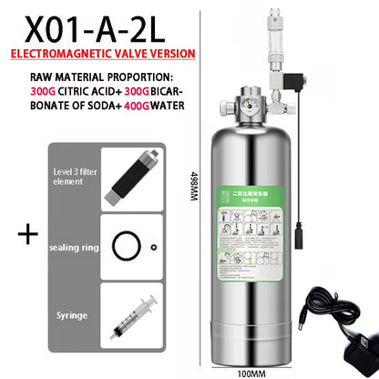 Aquarium DIY CO2 Generator System Kit Stainless Steel CO2 Cylinder Generator System Carbon Dioxide Reactor Kit for Plant Fish