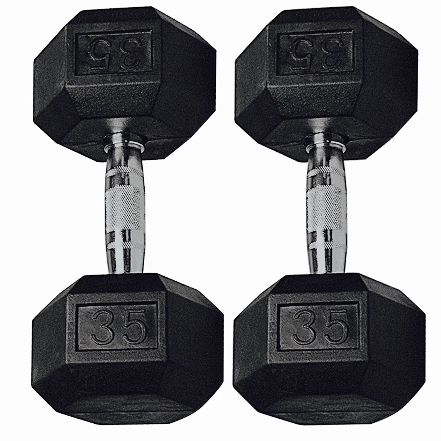 , 40Lb Rubber Hex Dumbbells, Pair