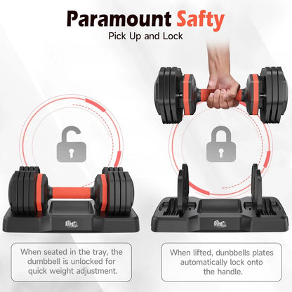 55LB Adjustable Dumbbells Single,15Lb to 55LB Hex Adjustable Dumbbells of 2 Anti-Slip Handle, Suitable for Home Gym Exercise Equipment