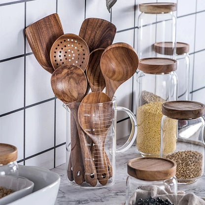 1-10 PC Wooden Cooking Spoons Smooth Teak Wooden Cooking Utensils Non-Stick Wooden Cooking Utensils – Wooden Spoons Set