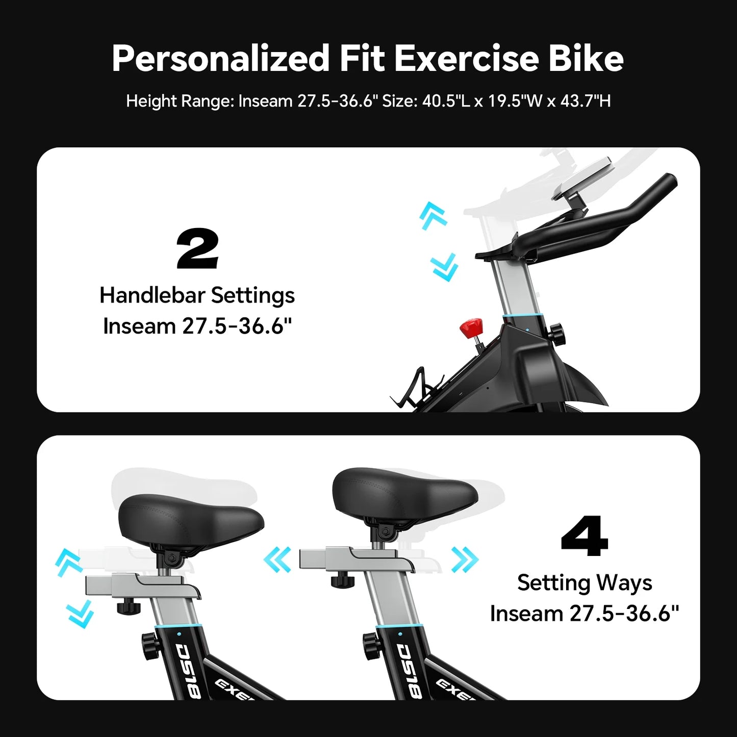 Professional Indoor Cycling Bike Stationary Exercise Bikes Home Cardio Workout Bicycle Machine 350Lb Flywheel Weight 40Lbs