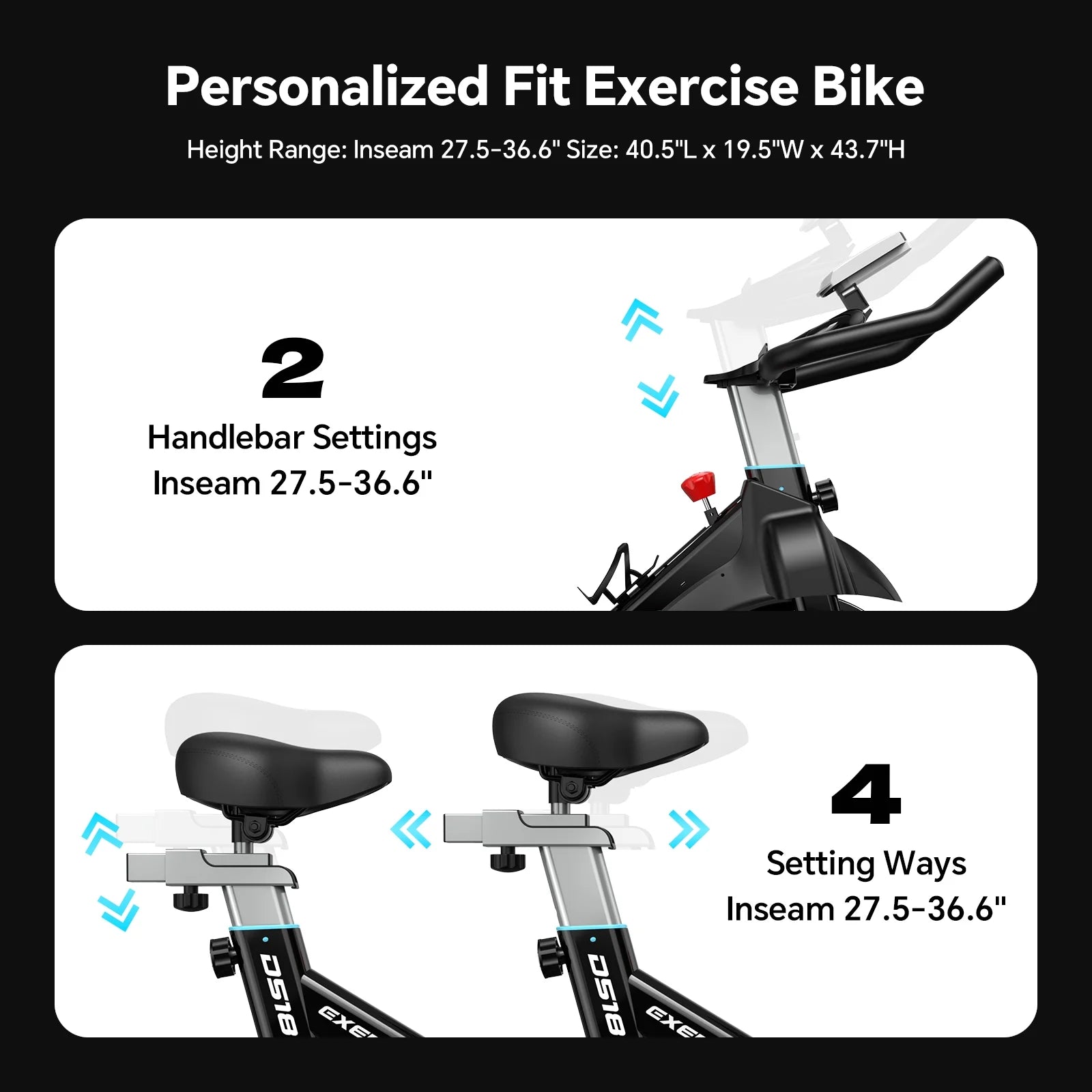 Professional Indoor Cycling Bike Stationary Exercise Bikes Home Cardio Workout Bicycle Machine 350Lb Flywheel Weight 40Lbs