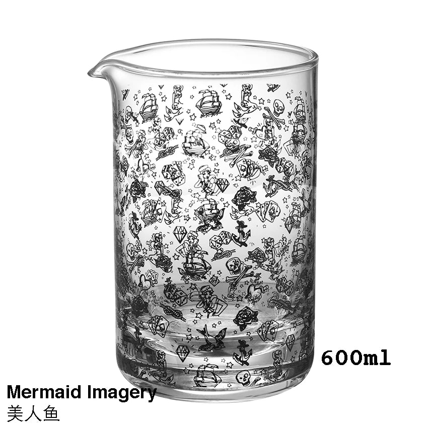 Cocktail Mixing Glass Bartender Beaker Cocktail Stirring Glass with Thick Weighted Bottom Professional Bar Beaker Mixing Glass