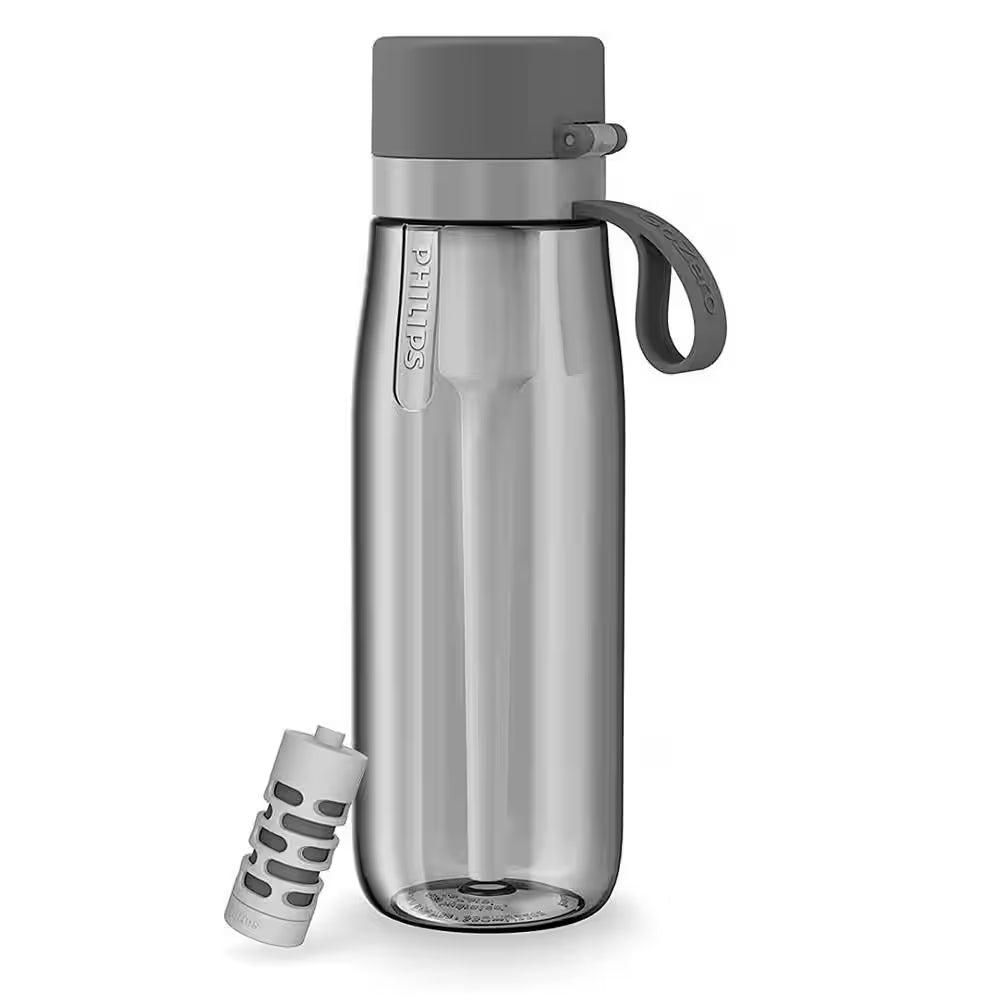 36 Oz. Filtered Water Bottle Purify Tap Water into Healthy Drinking Tasting Water in Grey