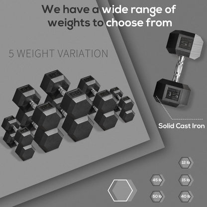 2 X 15Lbs Hex Dumbbell Set of 2, Rubber Weights Exercise Fitness Dumbbell with Non-Slip Handles, Anti-Roll, for Women or Men Home Gym Workout