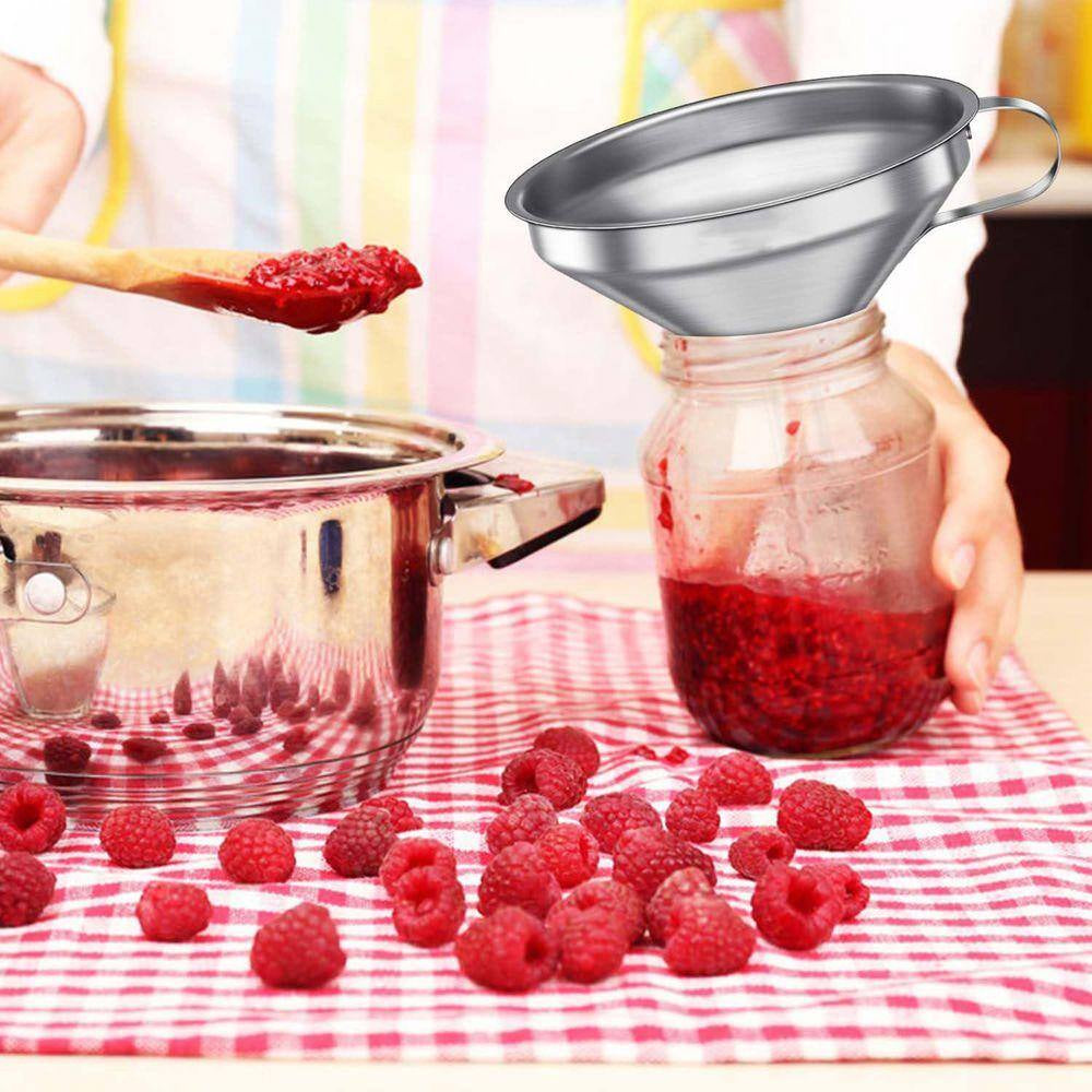 Stainless Steel Funnel with Strainer and 200 Mesh Filter Food Grade Oil Strainer Set of 7 for Kitchen Use