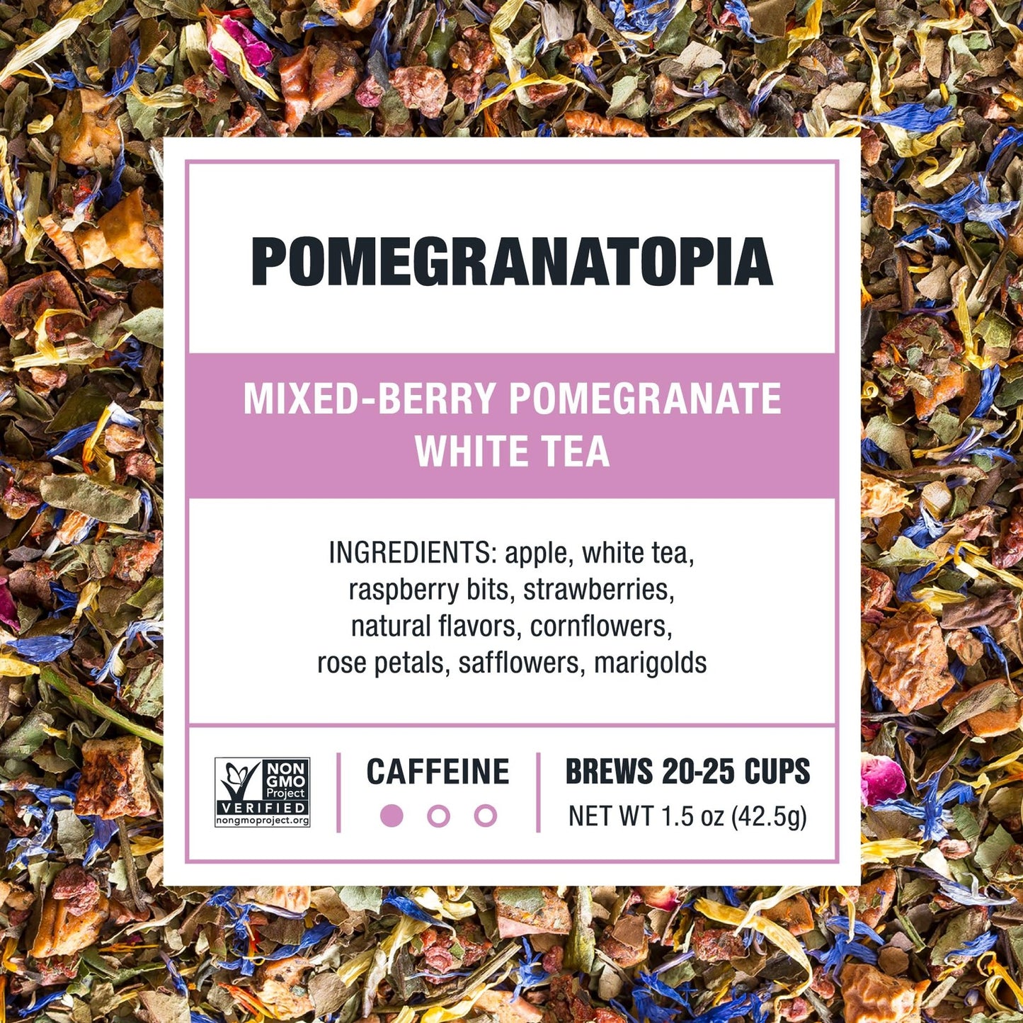 Pomegranatopia Mixed Berry White Tea 25 Cups Organic Loose Leaf Blend
