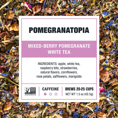 Pomegranatopia Mixed Berry White Tea 25 Cups Organic Loose Leaf Blend