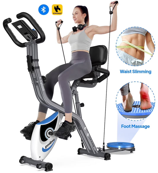 4In1 Folding Exercise Bike Indoor Home Cycling Bike Stationary Magnetic Cycling Bicycle X Bike Gym Workout 300 Lbs