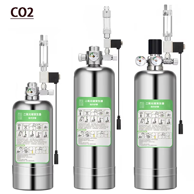 Aquarium DIY CO2 Generator System Kit Stainless Steel CO2 Cylinder Generator System Carbon Dioxide Reactor Kit for Plant Fish